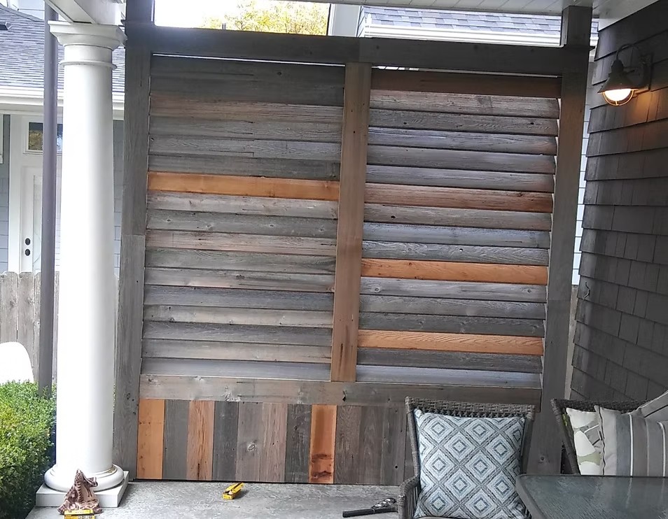 Reclaimed wood privacy screen